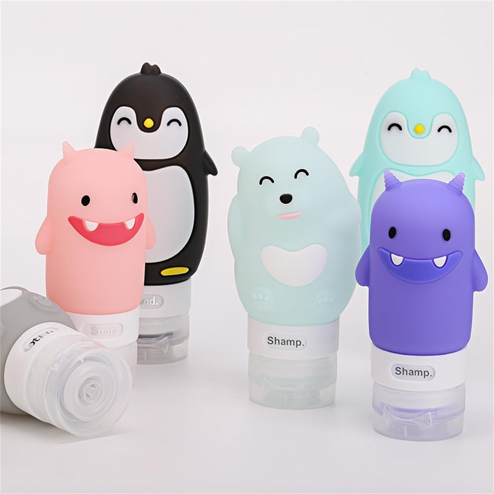 60/80/90ML Food-grade Silicone Bottles Makeup Shampoo Shower Gel Lotion Sub-bottling Tube Cute Travel Squeeze Empty Bottle