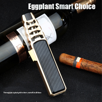 Torch Cigar Lighter 1300 C Turbo Lighter 1 Jet Butane Gas Cigarette Windproof Metal Lighter For Kitchen Blue heavy Flame CL007