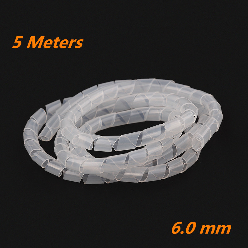 Dropship 5/10M 6mm Spiral Wrap Sleeving Band Tube Cable Protector Line Wire Management Wrap For Computer Hide Cable Winding Tube