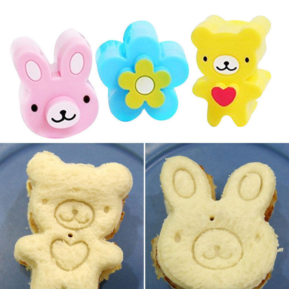 Cake Mould Cutter Shaped Cute Cartoon Bear Maker Sandwich Diy 3pcs Sets Kitchen Bento Mold Rice Kitchen Cake Decoration Tools