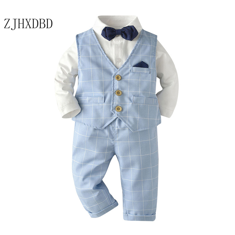 4pcs Kids Formal School Suits Baby Boys Suit Spring Toddler Boy Blazers Cotton Child Costume Wedding Wear Infant Clothing Sets