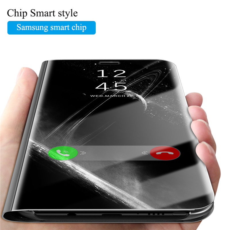 Window View Clear Mirror Flip Cover For Samsung Galaxy S9 S8 Plus S7 S6 Edge Smart Chip Stand Case For Samsung Note 8 9 Note 5