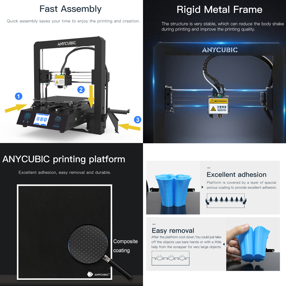 ANYCUBIC Mega S 3D Printer I3 Mega Upgrade 3D Printer Kit Full Metal TFT Touch Screen High Precision TPU printer Impressora 3D