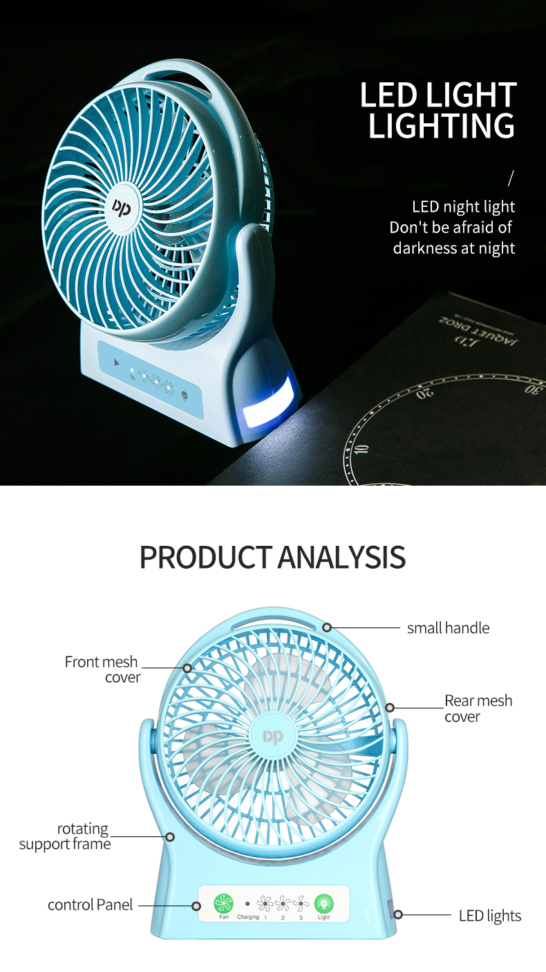 8 inch Rechargeable Desktop Fan with Emergency Light-7605-detail-7