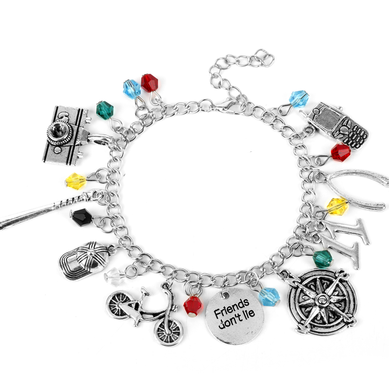 MQCHUN Women Charm Bracelet Stranger Thing Camera Motorcycle Phone Bracelet Bangle Vintage Friends Don't Lie Wristband Jewelry