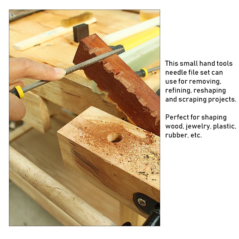 6 Pcs Mini Wooden Rasp Set Flat Triangular SquareHalf-Round Needle File for Processing Harde Woodworking DIY Tools 140/160/180mm