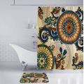 Hot Waterproof Bohemian Printed Pattern Shower Curtain Pedestal Rug Lid Toilet Cover Mat Bath Mat Set Bathroom Curtains