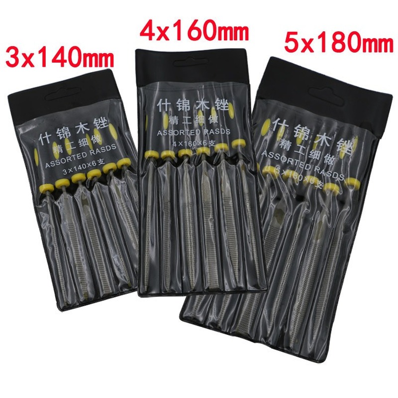 6Pcs 140/160/180MM Needle Files Metal File Rasp Set For Wood Metal Carving Burr DIY Craft File Carpenter Woodworking Tools