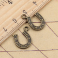 40pcs Charms Lucky Horseshoe Good Luck Talisman 18x12mm Antique Bronze Silver Color Pendants Making DIY Tibetan Finding Jewelry