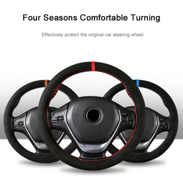 38cm Universal Auto Steering Wheel Cover Breathable Suede Hand Sewing Braid Nonslip Vehicle Parts With Needle Thread