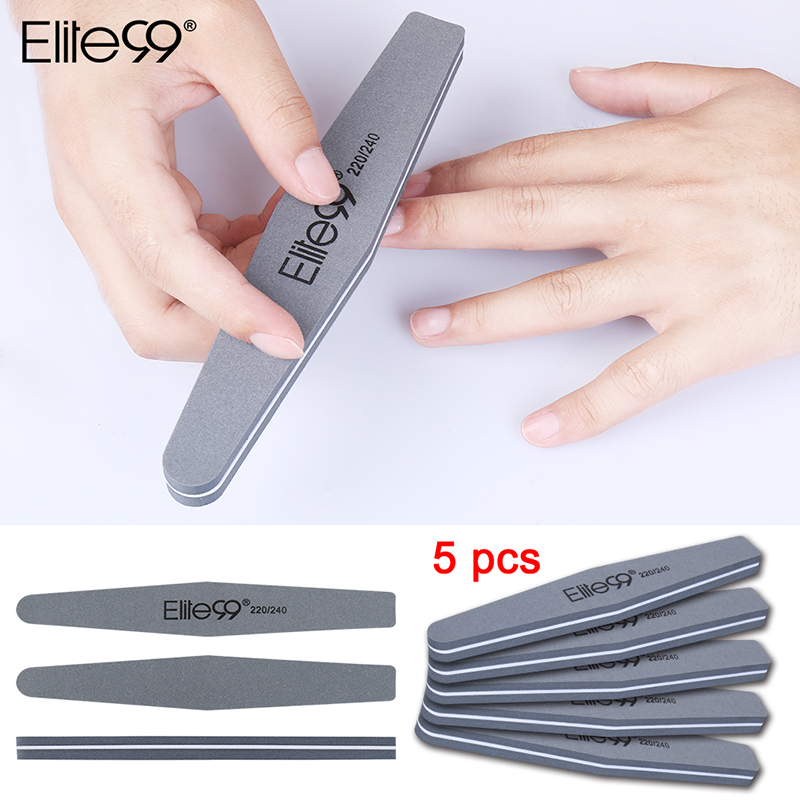 Elite99 5 x Nail Files Sanding 220/240 Curve Nail Art Sanding File Bar for Nail Art Tips Manicure Accesssories