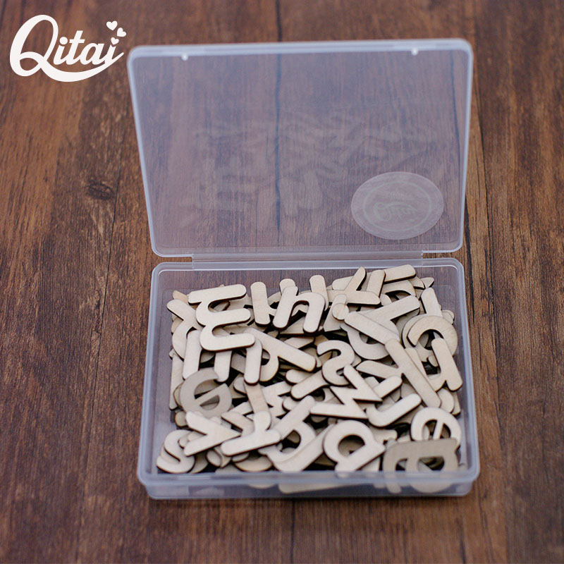 QITAI 78Pcs Wood Crafts a-z Lowercase letters DIY Scrapbooking Plywood Vintage Ornament Home Decoration Children Gifts WF312
