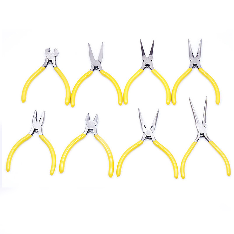 5 Inch Mini Wire Cutter Pliers Manual Diagonal Pliers Household Small Curved Nose Flat Pliers Carbon Steel Jewelry Tool Wood