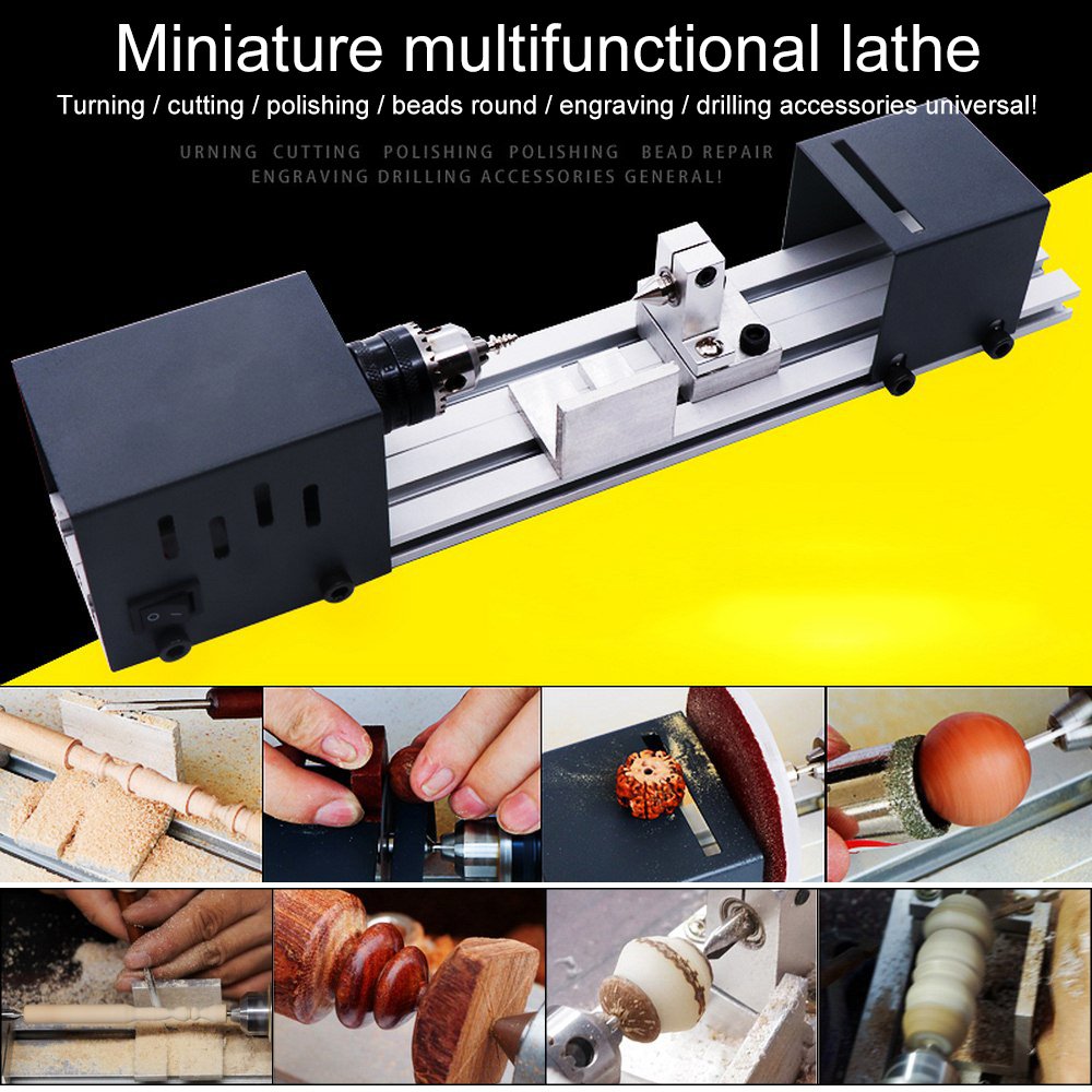 24V 100W CNC Mini Lathe Machine DIY Woodworking Buddha Pearl Grinding Meter Polishing Beads Wood lathe Drill Rotary Tool