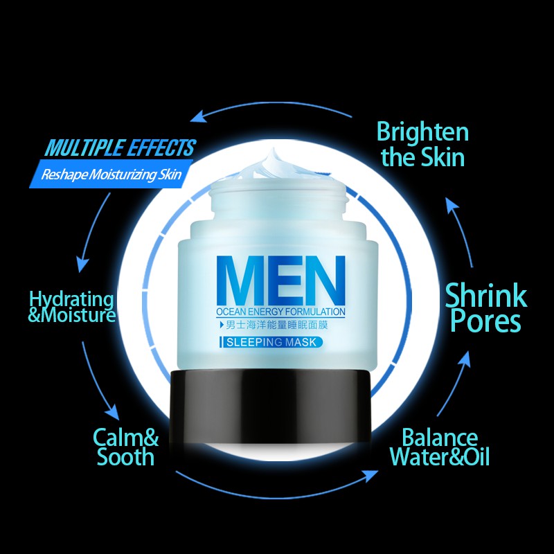 LAIKOU Men Ocean Energy Sleeping Mask Deep Moisturizing Oil Control Shrink pores Acne Treatment Skin Care Young Beauty Energy