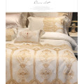 Wide Golden Lace Duvet /Comforter Cover Set Pink White Premium Egyptian Cotton Bedding set Luxury Queen King size Bed sheet set