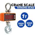 1000KG 2000LBS High Precision Digital Crane Scale Heavy Duty Hanging Scale LCD Weighing Scales High Accurate 1T Hanging Scale