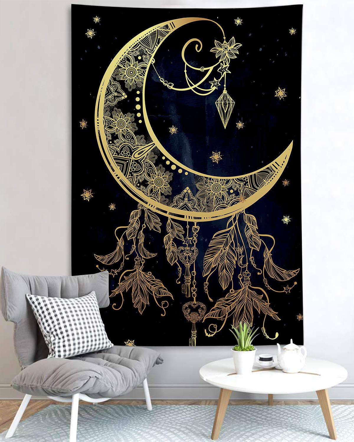 Simsant Moon Dreamcatcher Tapestry Ancient Egypt Mythology Art Wall Hanging Tapestries for Living Room Home Dorm Decor
