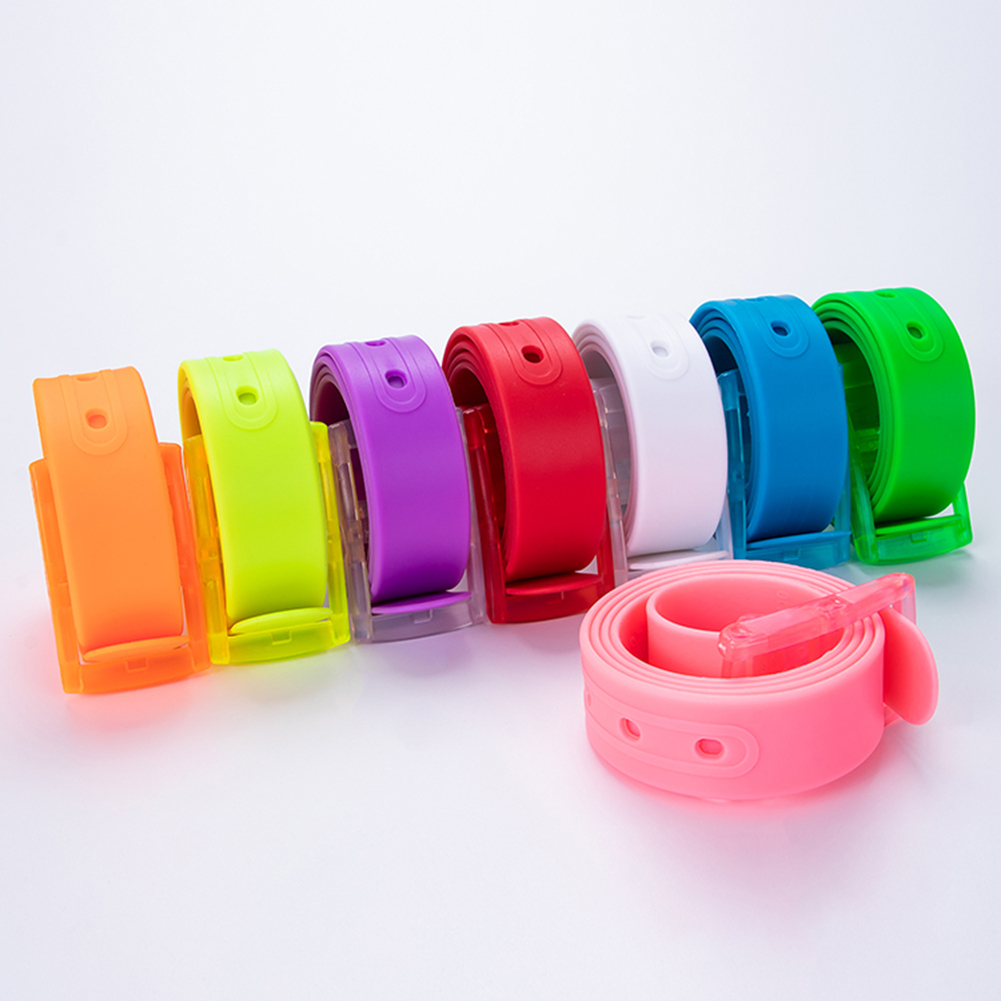 1Pcs Women Men Plastic Belt Candy Color Silicone Rubber Smooth Buckle Waistband