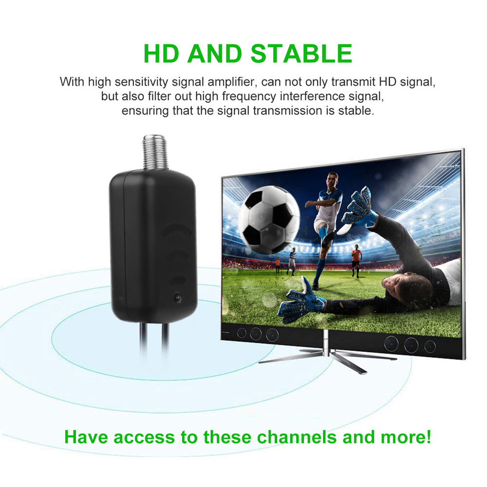kebidumei 25db TV Antenna Signal Amplifier Booster For HDTV TV Antenna Signal Booster Antenna Low Noise Easy Installation
