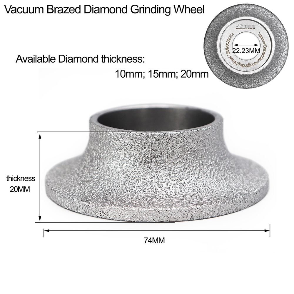 SHDIATOOL Vacuum Brazed Diamond Grinding Wheel Demi-bullnose Edge Profile Diameter 3 Inches/75mm Grinding Disc Diamond Wheel