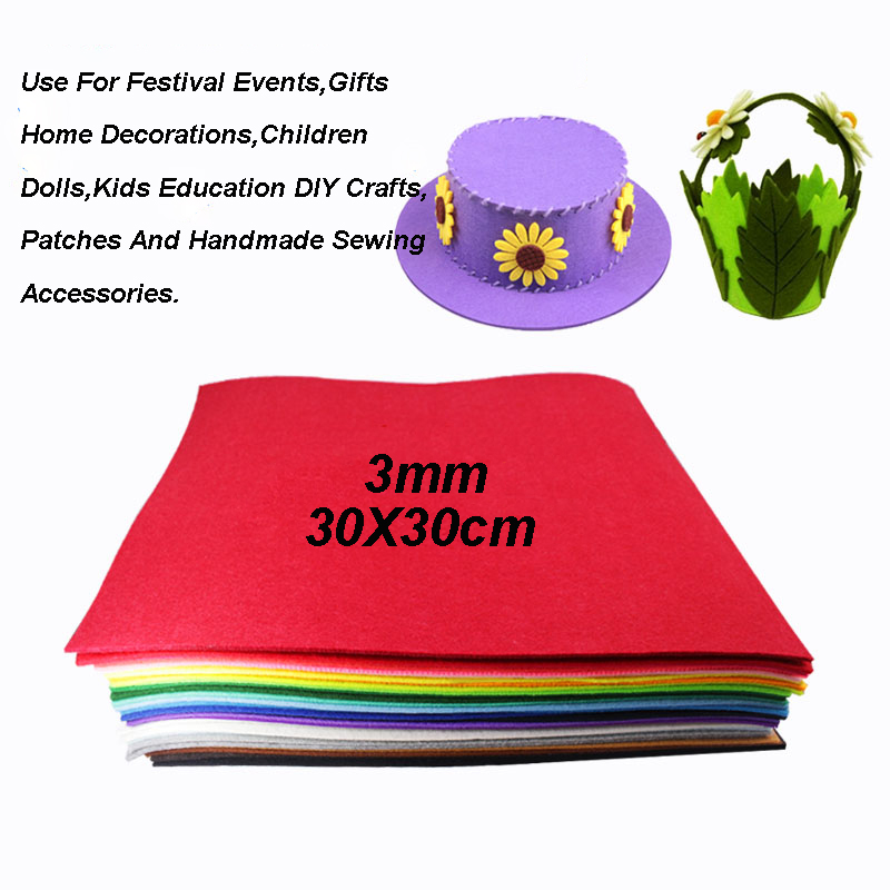 21pcs 3mm Thickness 30x30cm Non Woven Felt Fabric For DIY Sewing Dolls Crafts Polyester Cloth Materials Bundle Home Accessories