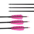 Huntingdoor Carbon Arrows 32 inch Hunting Arrows with 4 inch Real Feathers Targeting Arrows with Replacement Screw-In Broadheads