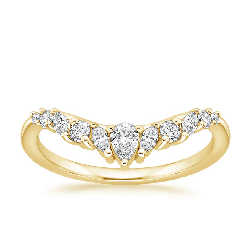 Top profile of the twisted infinity diamond and gold contour band