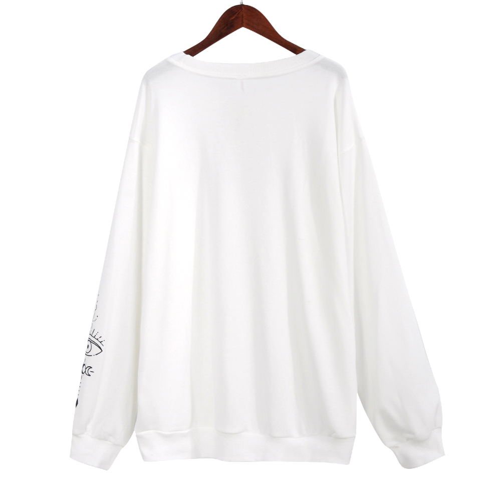 Women White Hoodies Sweatshirt Long Sleeve Printing Loose Leisure Clothing Autumn Winter Hip Hop Oversized Casual Female Hoodie
