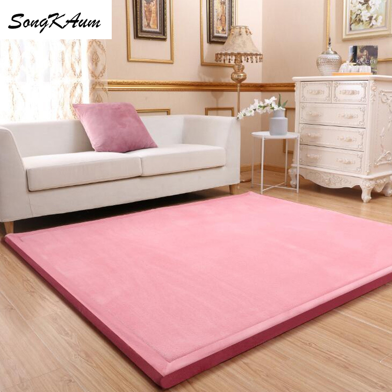 SongKAum Japanese-style Thicken Coral fleece Large Carpets Solid simple Tatami customizable Mats Bedroom Home Lving Room Rug