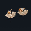 New Bohemian Wing Stud Earrings Vintage Accessories Gold color Blue Beads Feather Earrings Egyptian Jewelry