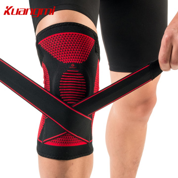 Kuangmi Silicone Knee Pads Volleyball Knee Sleeve Elastic Knee Brace Support Sports Adjustable Bandage knee Protector Basketball