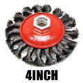 4 PCS 4inch 100mm Knotted Bench Steel Wire Brush Rust Removal Wheel Deburring Derusting For Angle Grinder TE242 M14 Thread