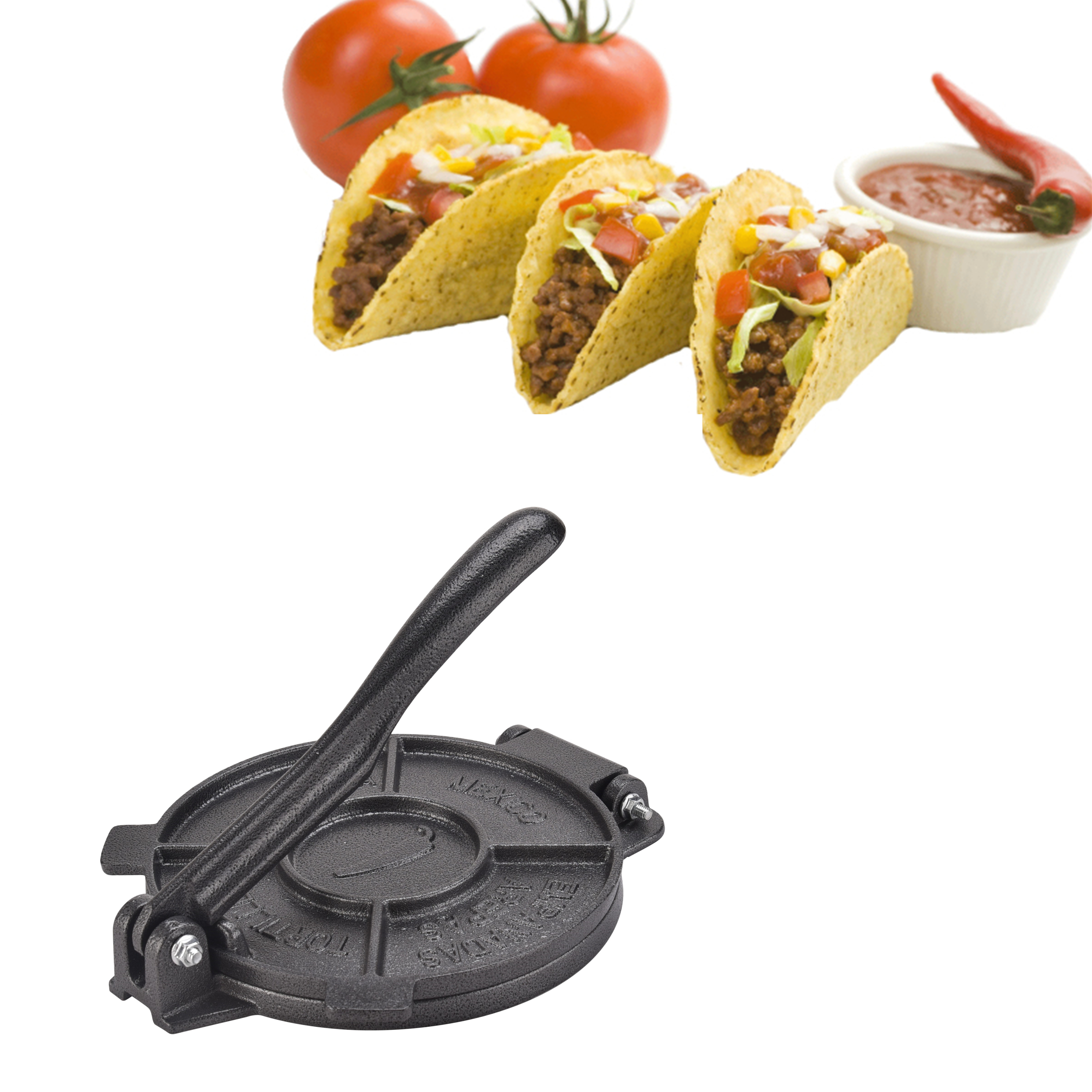 8 Inch Heavy Duty Cast Iron Tortilla Press