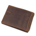 GENODERN Vintage Crazy Horse Leather Money Clip Slim Purse for Men Genuine Leather Rfid Blocking Mini Money Clip