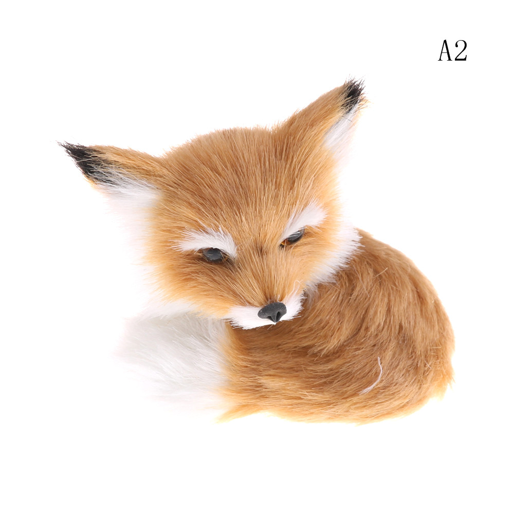 Simulation brown fox toy furs squatting fox model home decoration Animals World with Static Action Figures Toys Gift for Kids