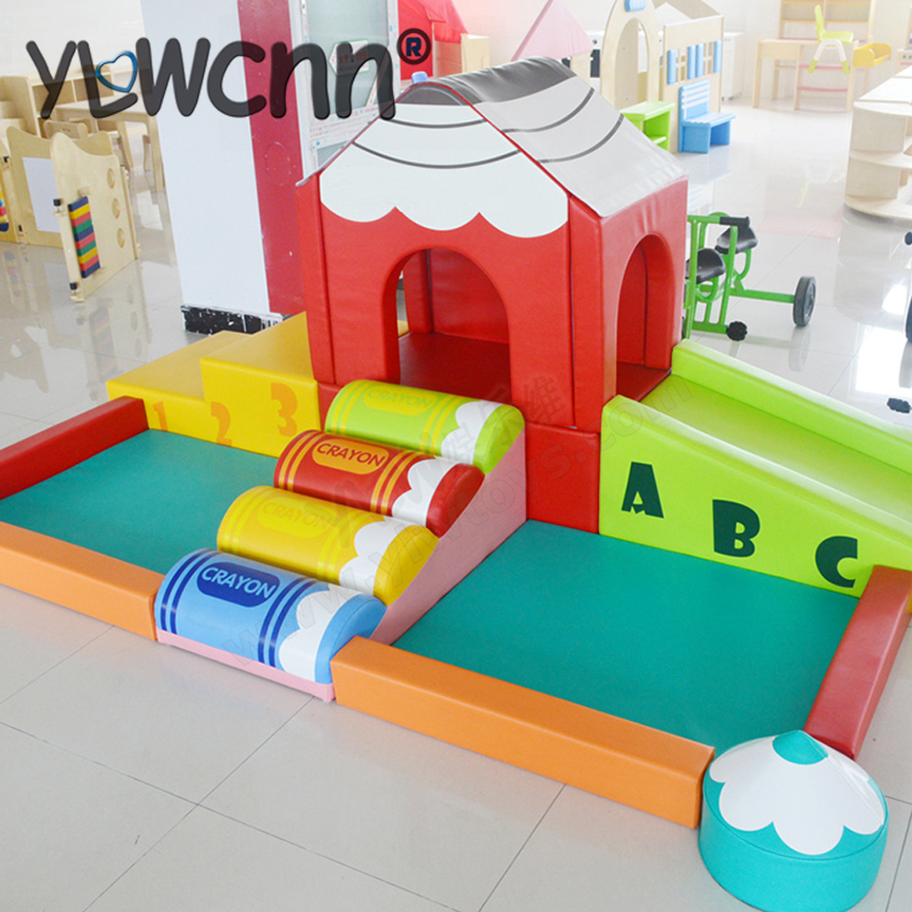 YLW customized software kids soft toy baby indoor playground pool soft game center/soft slide climbed YLW-INA171060