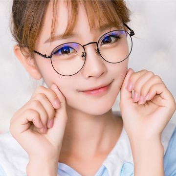 Fashion Anti-blue light Computer Eyeglasses Metal Frame Men Women Spectacles Round Eyewear Plain Glasses