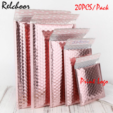 20Pcs/Pack Rose Gold Aluminum Film Bubble Bag Waterproof Clothing Bags Envelope Express Bags Customized Shockproof Foam Bag