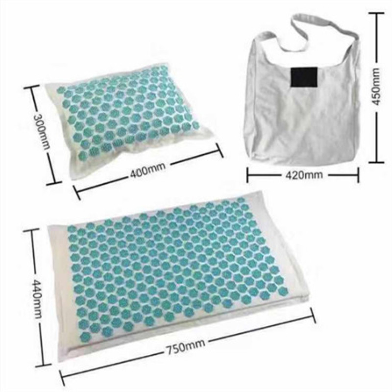 Massage Mat Set Eco Linen Coconut Fiber Buckwheat Shell Spike Mat Pillow With Bag Relief Pain Gives Energy Massager