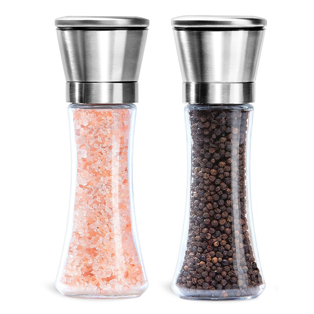 Automatic flour mill and salt mill 6oz stainless steel light pepper spice grain grinder porcelain powder kitchen tool#40