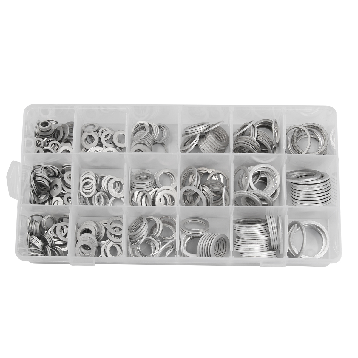 450Pcs Assorted Gaskets Washers Gasket Aluminum Flat Metal Washer Gasket Assorted Aluminum Sealing Rings Set With Case