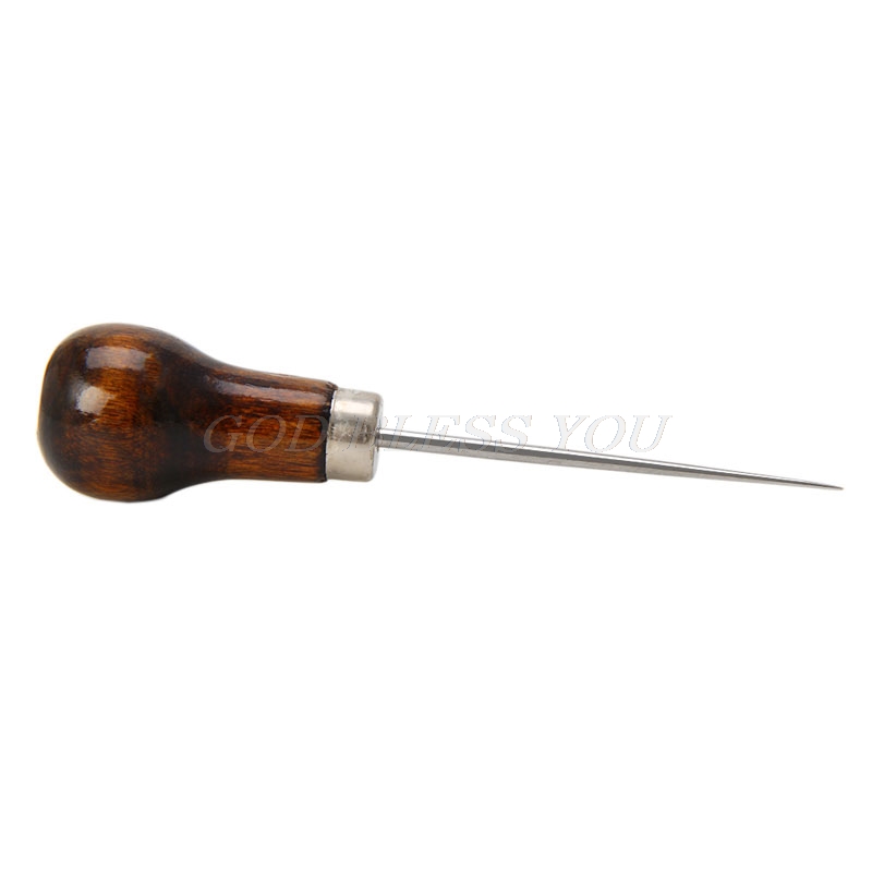 Awl Pricker Hole Maker Tool Punch Sewing Stitching Leather Craft Wooden Handle Drop Shipping