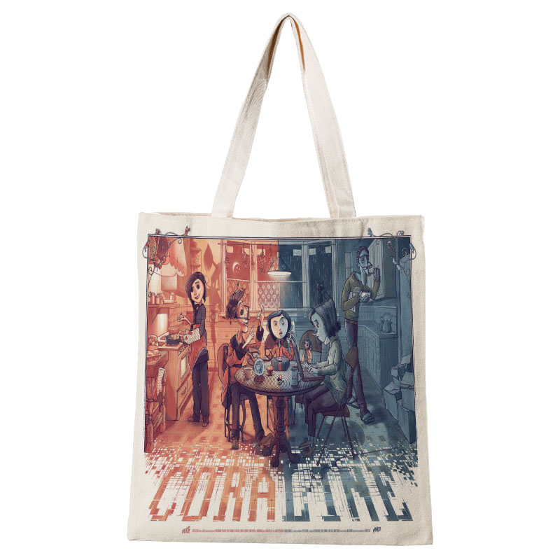 Ladies Handbags Coraline Canvas Tote Bag Cotton Cloth Shoulder Shopper Bags for Women Eco Foldable Reusable Shopping Bags