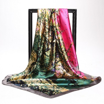 Italy fresh silk garment fabric digital printing satin silk fabrics width 90cm*90cm HGF04