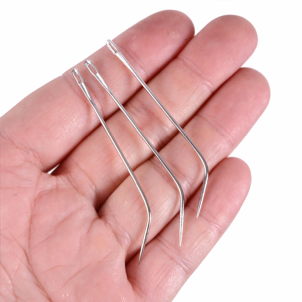 12Pcs J TYPE Weaving Needle Hook /Sewing Needles For Human Hair Extension Hair Weaving Knitting Tools