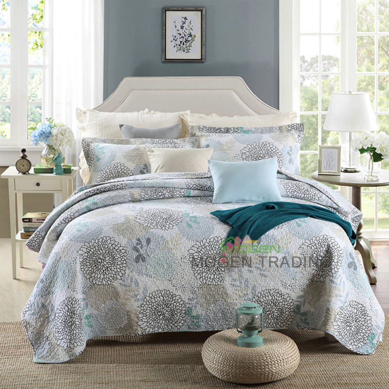 CHAUSUB Print Bedspreads Cotton Quilt Set 3PCS Quilts For Bed Cover Sheets Pillowcase King Queen Size Summer Blanket Coverlet