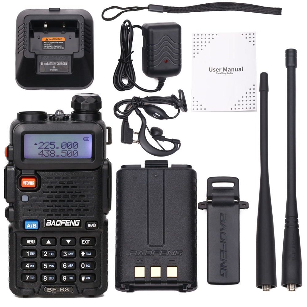 Baofeng BF-R3 Tri-Band Walkie Talkie 136-174/220-260/400-470MHz Amateur Ham Handheld Portable CB Radio Comunicador Transceiver