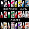 OPHIR 12 Colors Airbrush Nail Ink Pigment w/ Color Wheel 10ML/Bottle Acrylic Water Nail Ink for Nail Art Stencil Paint _TA098