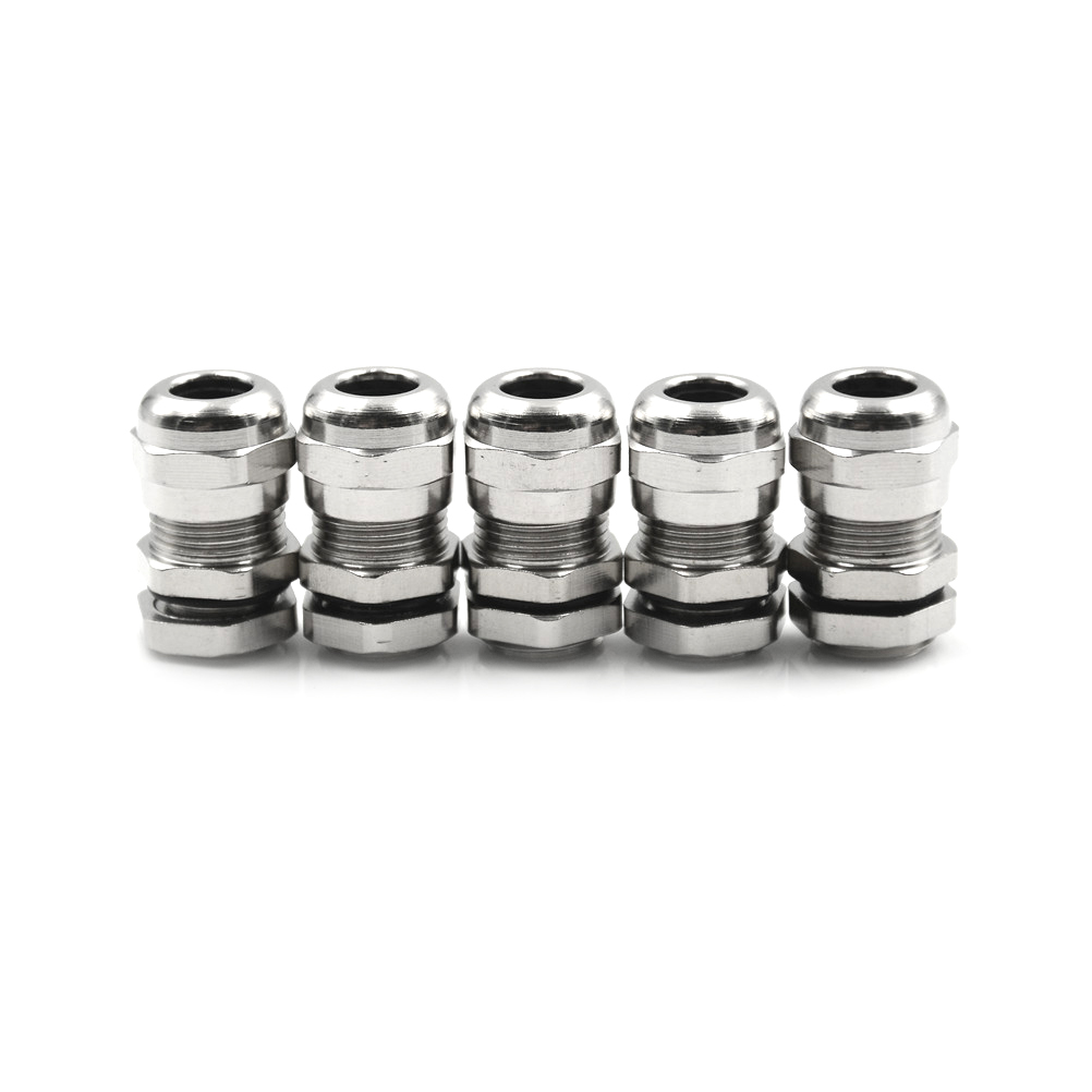 5Pcs/Lot M12 Stainless Steel Metal Waterproof Cable Glands Connector Wire Glands for 3-8mm Cable Wholesale